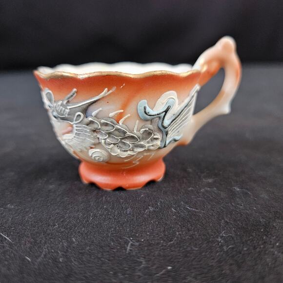 Empress Hand Painted Mini Tea Cup and Saucer Dragon Design Made in Japan - Picture 4 of 12